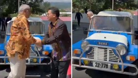 Tanpa Pengawalan, Presiden Ramos Horta Nyetir Mobil Klasiknya Datangi Pusat Budaya Indonesia Timor Leste