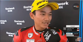 Indonesia Raya Berkumandang Pertama Kali di Arena Cataluna, Fadillah Aditama Juara Race TIM Junior