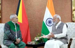 Reuniu Bilateraál Entre Xefe de Governu India Narendra Modi no Prezidente Timor- Leste José Ramos-Horta