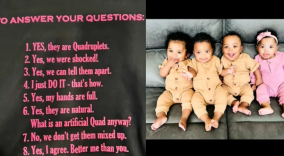 Ibu Kembar Empat Ciptakan Kaos Lucu untuk Menjawab Pertanyaan-pertanyaan Umum yang Ia Terima